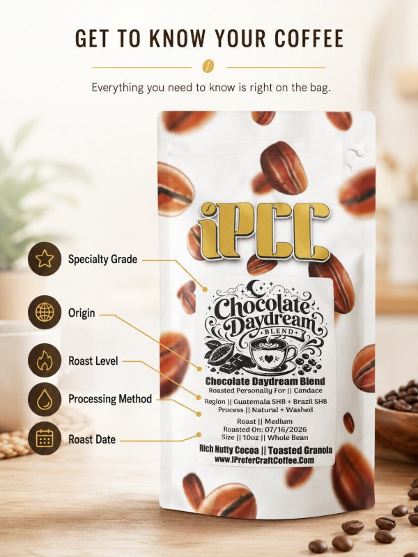 Specialty coffee explained simply with labeled bag showing key terms