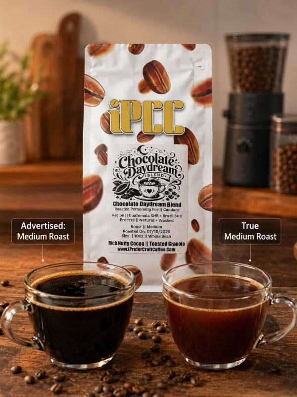 Light roast versus medium roast coffee beans from the same origin